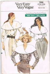 7696 EZ VOG CAPE COLLAR 2 BREASTED SS-LS BLOUSE PATTERN 8-12